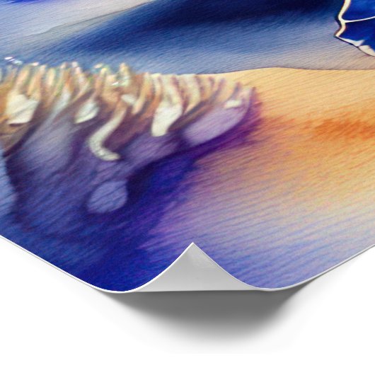 Waterverf Schilderen van Kleurrijk Zee Schildpad I Poster (Hoek)