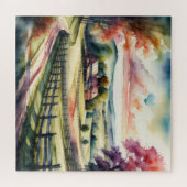 Waterverf Schilderen van Landelijk Landschap Legpuzzel (Horizontaal)