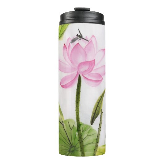 Waterverf schilderen van Lotus Flower 2 2 Thermosbeker (Voorkant)