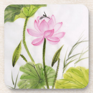 Waterverf schilderen van Lotus Flower 2 Bier Onderzetter