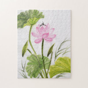 Waterverf schilderen van Lotus Flower 2 Legpuzzel