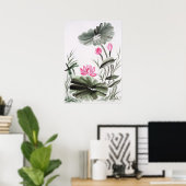 Waterverf schilderen van Lotus Flower 2 Poster (Thuiskantoor)