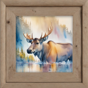 Waterverf Schilderen van Moose Natuur Poster