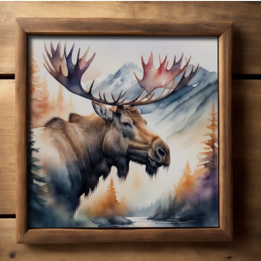 Waterverf Schilderen van Moose Natuur Poster