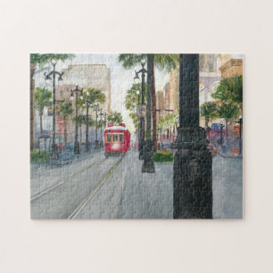 Waterverf schilderen van New Orleans Streetcar Legpuzzel