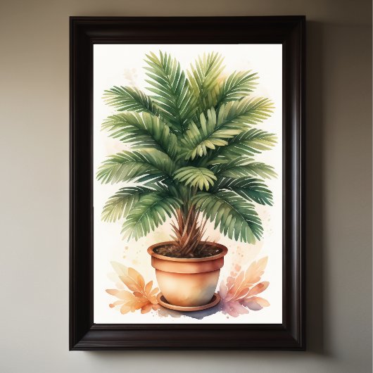 Waterverf Schilderen van Palmboom in Pot Poster