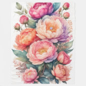 Waterverf Schilderen van Roze Pioenen Fleece Deken (Voorkant)
