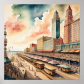 Waterverf Schilderen van  Shoreline Boardwalk Poster (Voorkant)