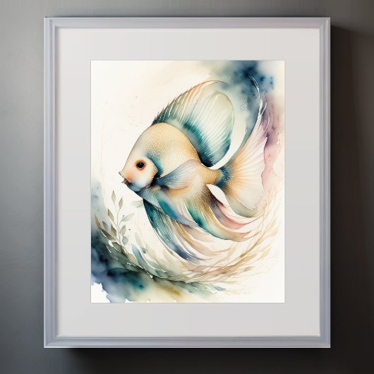 Waterverf Schilderen van Vis Poster