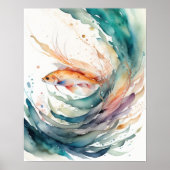 Waterverf Schilderen van Vis Poster (Voorkant)