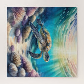 Waterverf Schilderen van Zee Schildpad Legpuzzel (Horizontaal)