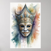 Waterverf Schilderen Venetiaans Masker 3:2 XII Poster (Voorkant)