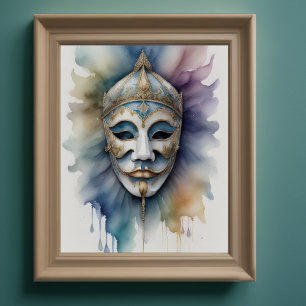 Waterverf Schilderen Venetiaans Masker IV Poster