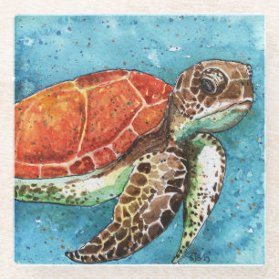 Waterverf schilderen - Zee onderzetter schildpad