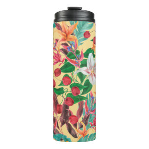 Waterverf schilderend naadloos patroon met beautif thermosbeker