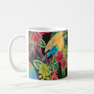 Waterverf schilderend naadloos patroon met parrots koffiemok