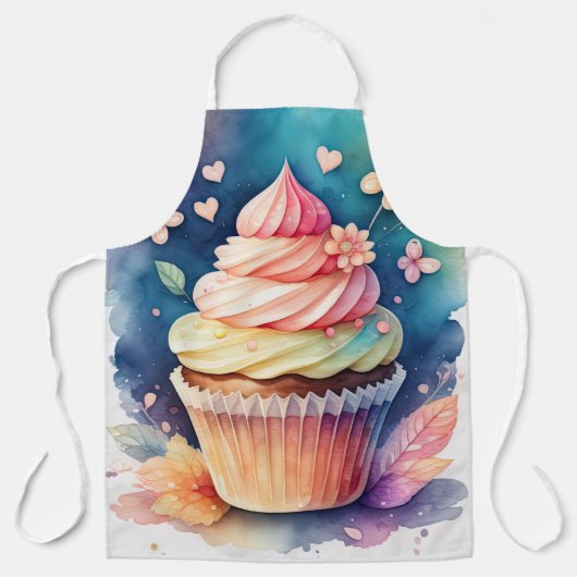 Waterverf Schilderij Cupcake Schort (Voorkant)