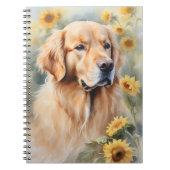Waterverf schilderij Golden Retriever en zonnebloe Notitieboek (Voorkant)