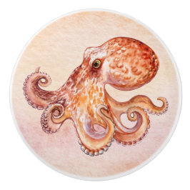  waterverf schilderij Grappige octopus Keramische Knop