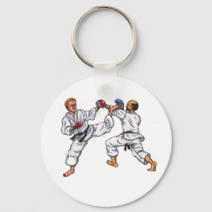 waterverf schilderij karate mannen vechten toernoo sleutelhanger