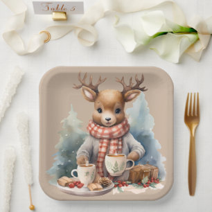 Waterverf schilderij Kerst rustiek papier borden Papieren Bordje