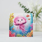 Waterverf schilderij kwallen kaart (Staand voorkant)