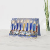 Waterverf Schilderij Menorah Liefde en Licht Feestdagen Kaart (Voorkant)