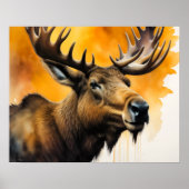 Waterverf schilderij Moose 5:4 Poster (Voorkant)
