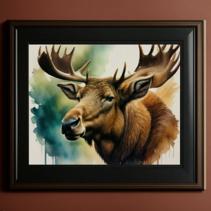 Waterverf schilderij Moose 5:4 Poster