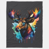 Waterverf schilderij Multi gekleurde eland Fleece Deken (Voorkant)
