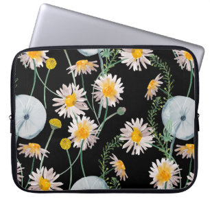 Waterverf schilderij naadloos met chamomil laptop sleeve