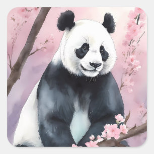 Waterverf schilderij Panda Beer Vierkante Sticker