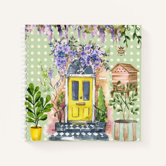 Waterverf schilderij Polka dots Groene Tuin Schets Notitieboek (Voorkant)