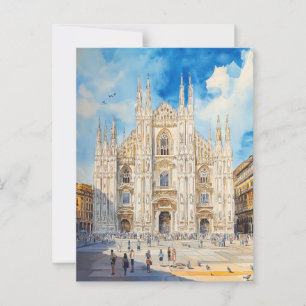  Waterverf Schilderij Reizen Briefkaart Milaan