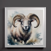 Waterverf Schilderij van Big Horn Sheep II Poster