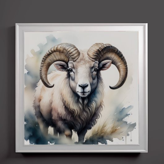 Waterverf Schilderij van Big Horn Sheep II Poster