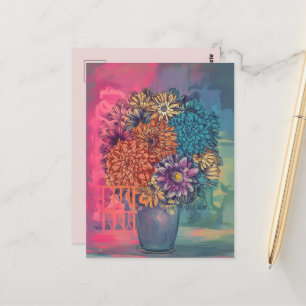 waterverf schilderij van bloemen op een vaas briefkaart