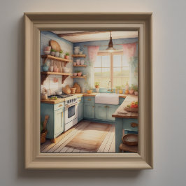 Waterverf Schilderij van Boerderij Keuken Poster