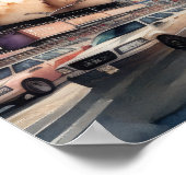 Waterverf Schilderij van Bruisende Stad Poster (Hoek)