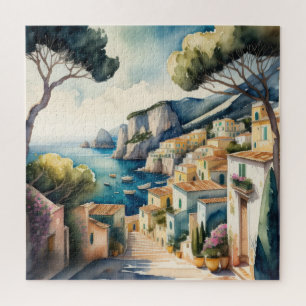 Waterverf Schilderij van de Europese mediterrane s Legpuzzel