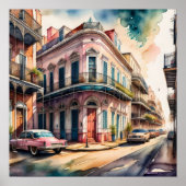 Waterverf Schilderij van de  Franse wijk Poster (Voorkant)