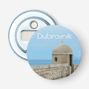 Waterverf schilderij van de stadsmuur van Dubrovni Button Flesopener