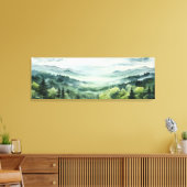 Waterverf schilderij van dennenbos Dramatische zon Canvas Afdruk (Insitu (Woonkamer))
