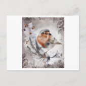 Waterverf schilderij van een Robin Bird met een bl Briefkaart (Voorkant)
