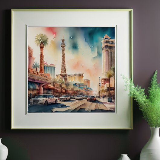 Waterverf Schilderij van Gambling Resort City Poster