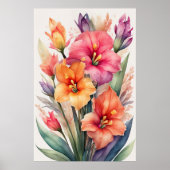 Waterverf Schilderij van Gladiolas VIII Poster (Voorkant)