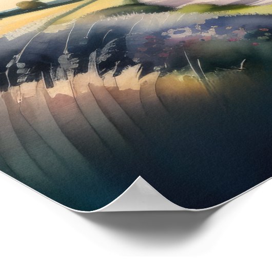 Waterverf Schilderij van het Engelse platteland Poster (Hoek)