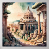 Waterverf Schilderij van het oude Rome II Poster (Voorkant)