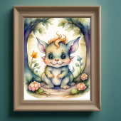 Waterverf Schilderij van Kawaii Chibi Creature Poster