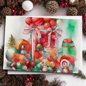 Waterverf Schilderij van Kerst Snoep Feestdagen Kaart